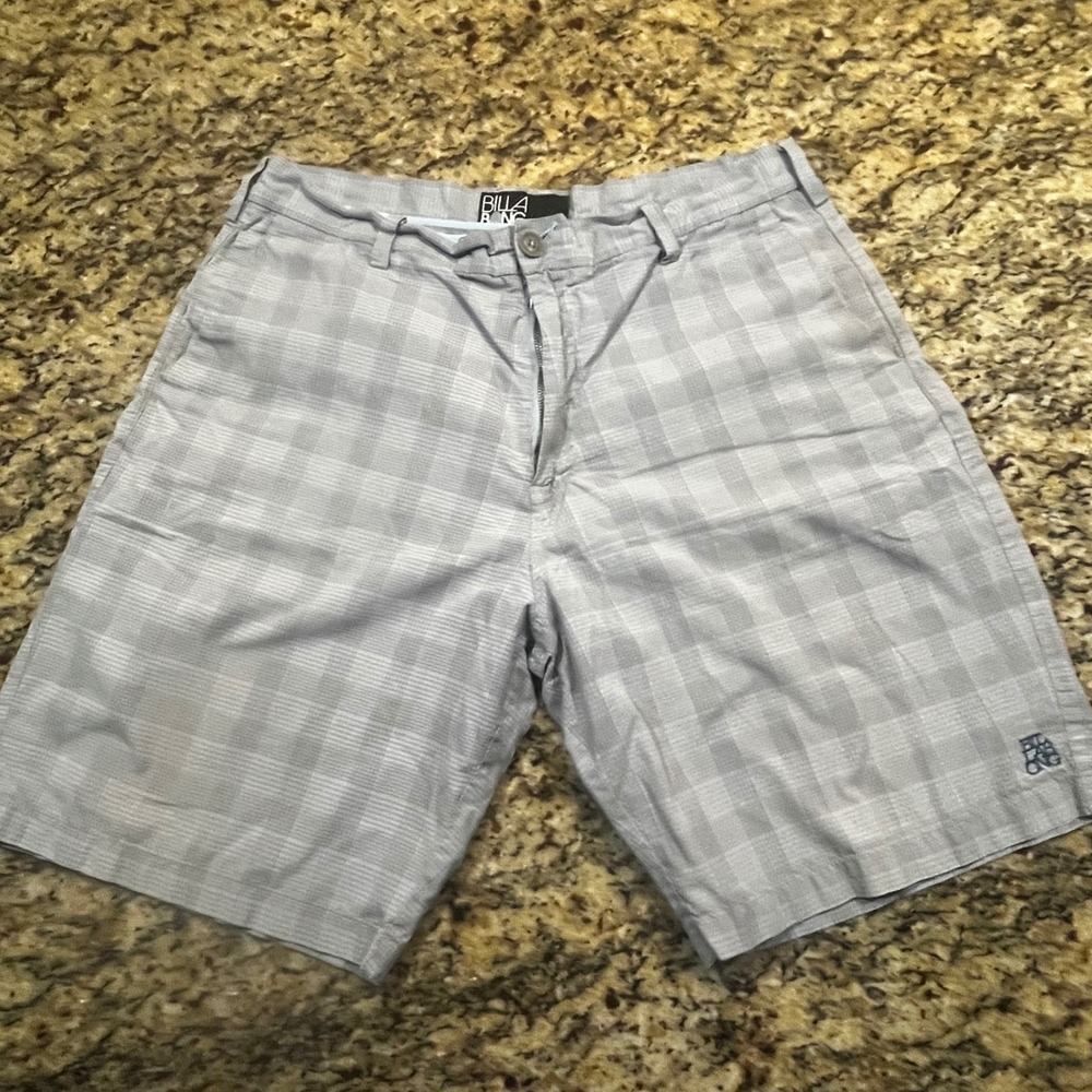 Billabong Mens Plaid Hybrid Walk Shorts Grey Blue Size 36 Casual Surf Chino